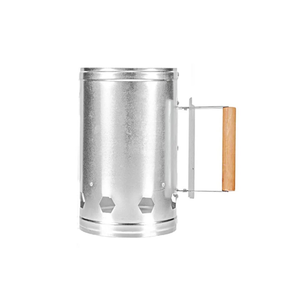 With Handle BBQ Carbon Barrel Stainless Steel Heat-resistant Camping BBQ Coal Lighter Can with Thickened Insulation Panels