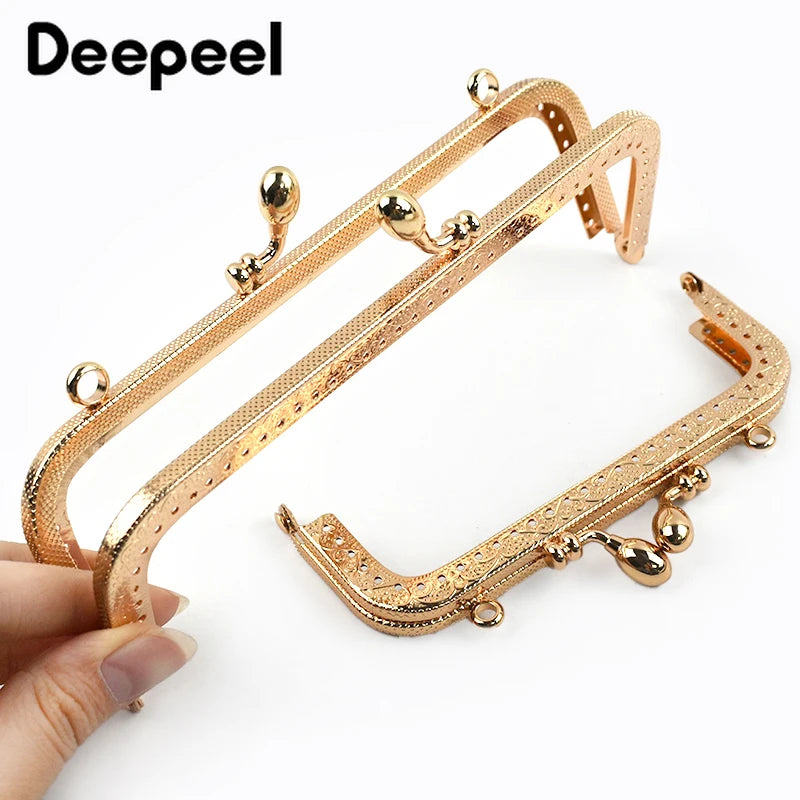 1/2/5Pcs 8.5-20cm Metal Gold Embossed Bag Handle Purse Frame Kiss Clasp for Women's Handbag Wallet DIY Handmade Bags Accessories