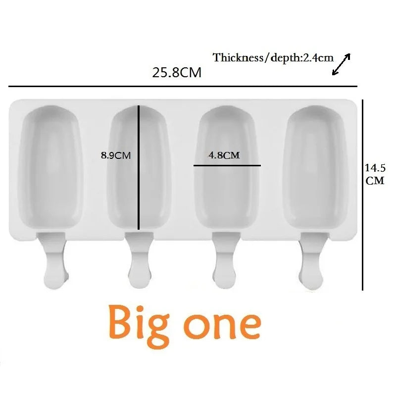 popsicle silicone mold, 4 cavity popsicle molds, home DIY ice cream. Children's handmade cake, ice cream mold, oval cake
