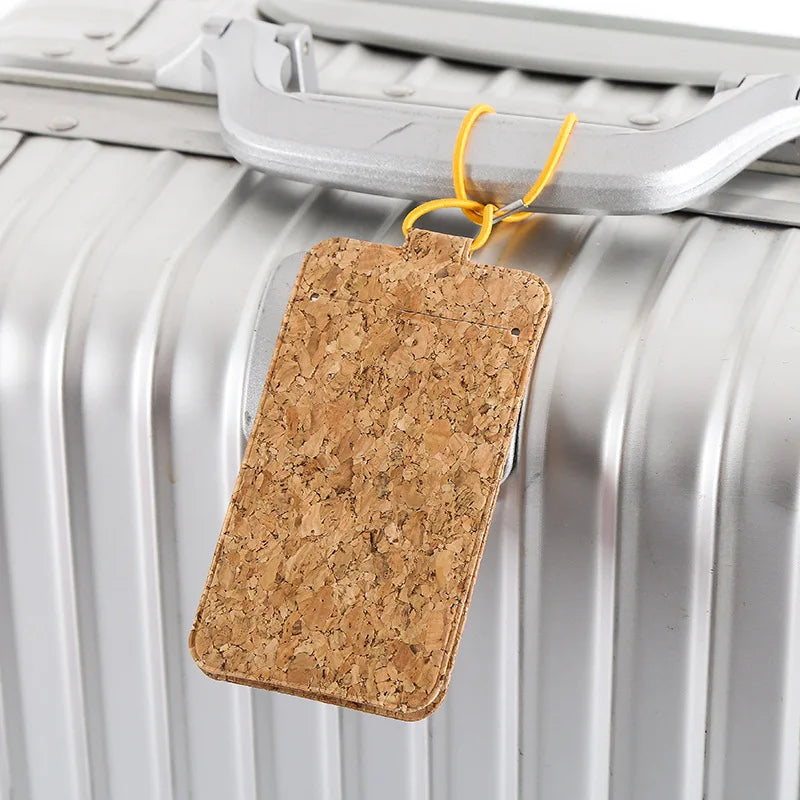 High Quality Cork Leather Luggage Tag Suitcase Identifier Label Baggage Boarding Bag Tag ID Address Holder PU Travel Accessories