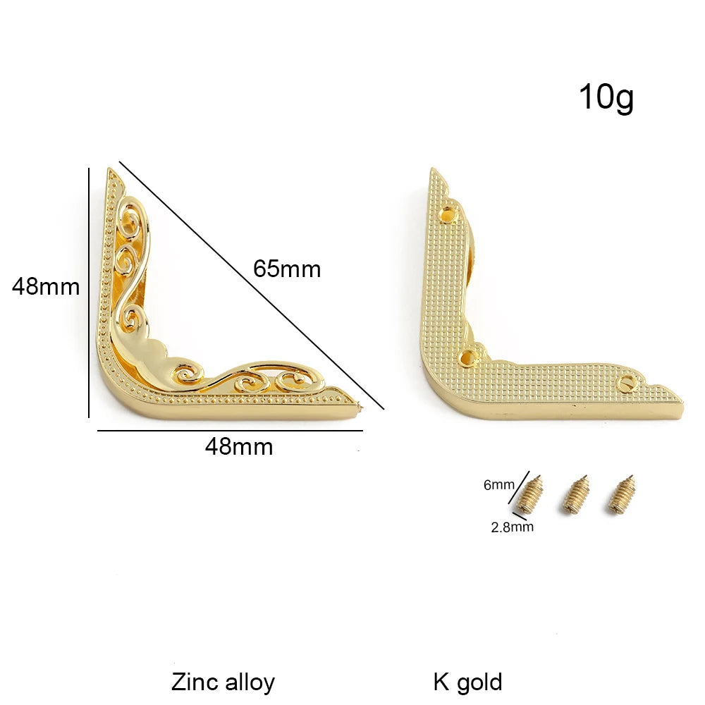 4/30/100PCS 64x64mm,48x48mm Edges Hollow Fixed Decorative Buckle For Handbag Metal Bag Corner Protectors With Screws Accessories