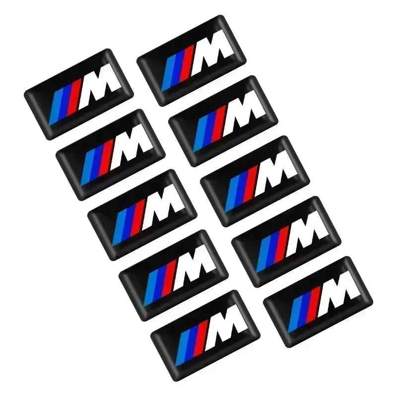 10Pcs 3D Car Steering Wheel Badge Stickers Accessories For BMW Performance E46 E90 F10 F30 X3 F20 E60 E70 E39 E36 E87 X7