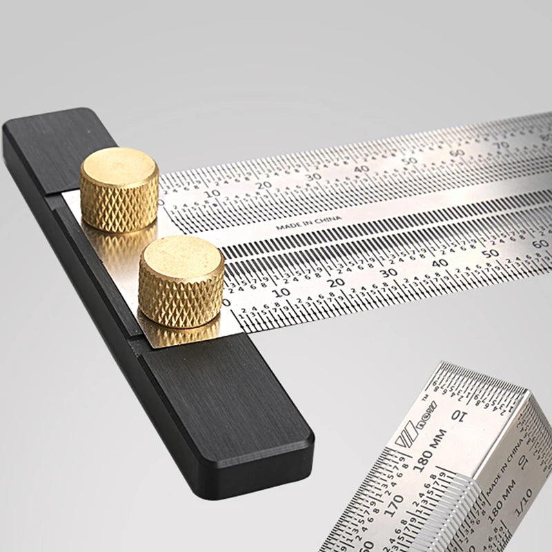 Woodworking High-precision Line Scribe 180-400mm T-type Ruler Hole Scribing Ruler Stainless Mark Line Gauge Measuring Tools