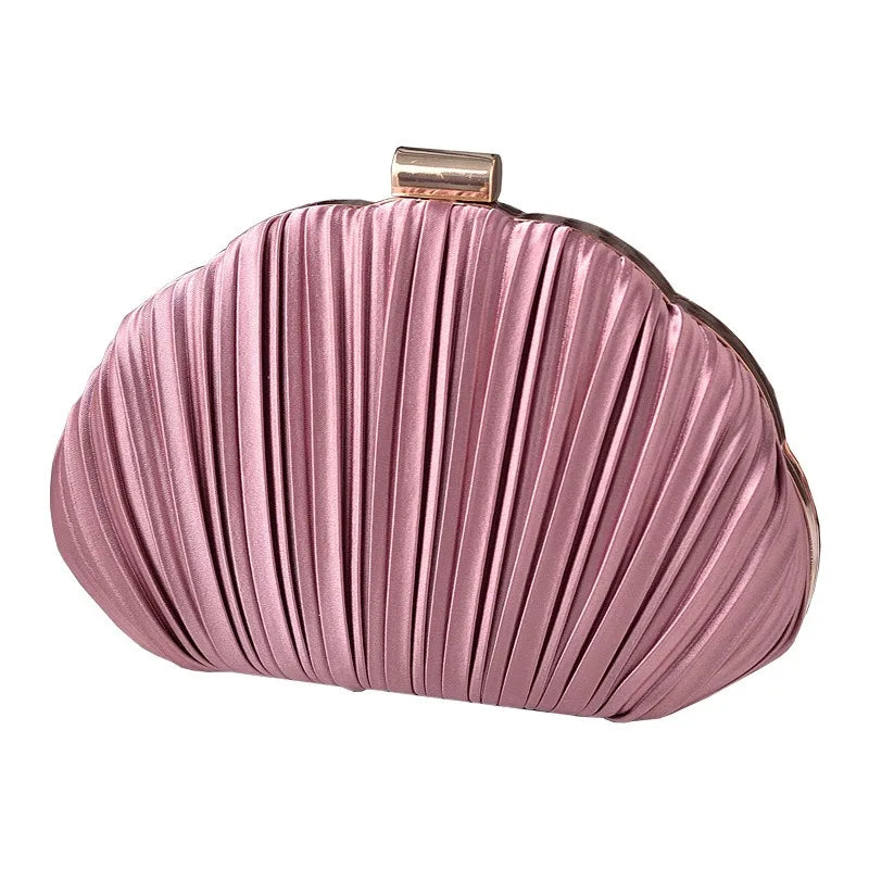 Nesitu Shell Shape Women Make Up Cosmetic Evening Shoulder Messenger Clutch Bag Phone Purse Handbag Golden Green Pink M88259