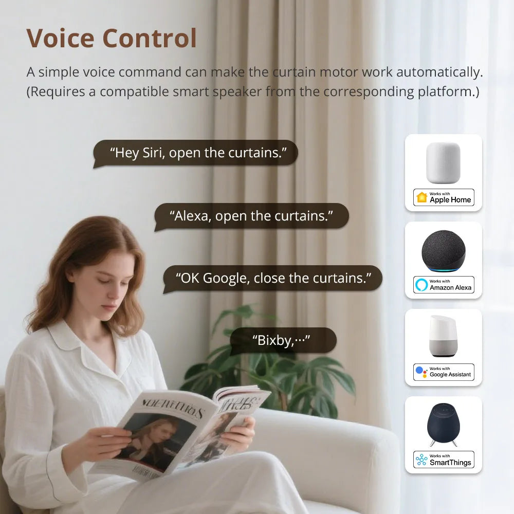 Matter Over WiFi Smart Sliding Curtain Motor Support Google Home Smartthings Homekit Alexa Control Automatic Curtain System