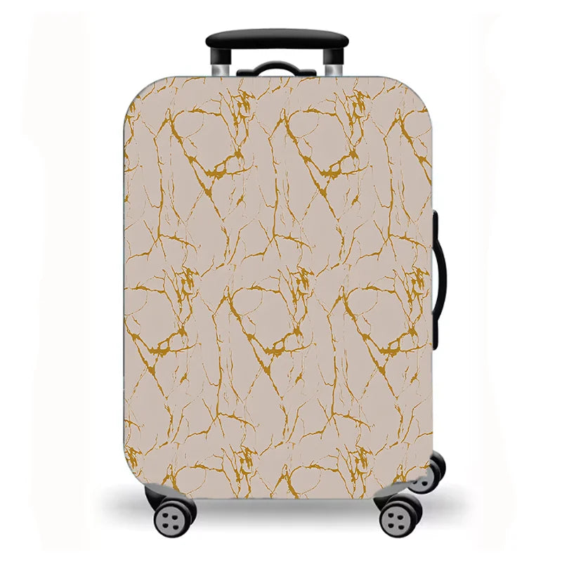 Luggage Cover, Gold Foil Marble Fluid Butterfly Print Stretch Suitcase Protector, Luxury Abstract Design for Travel