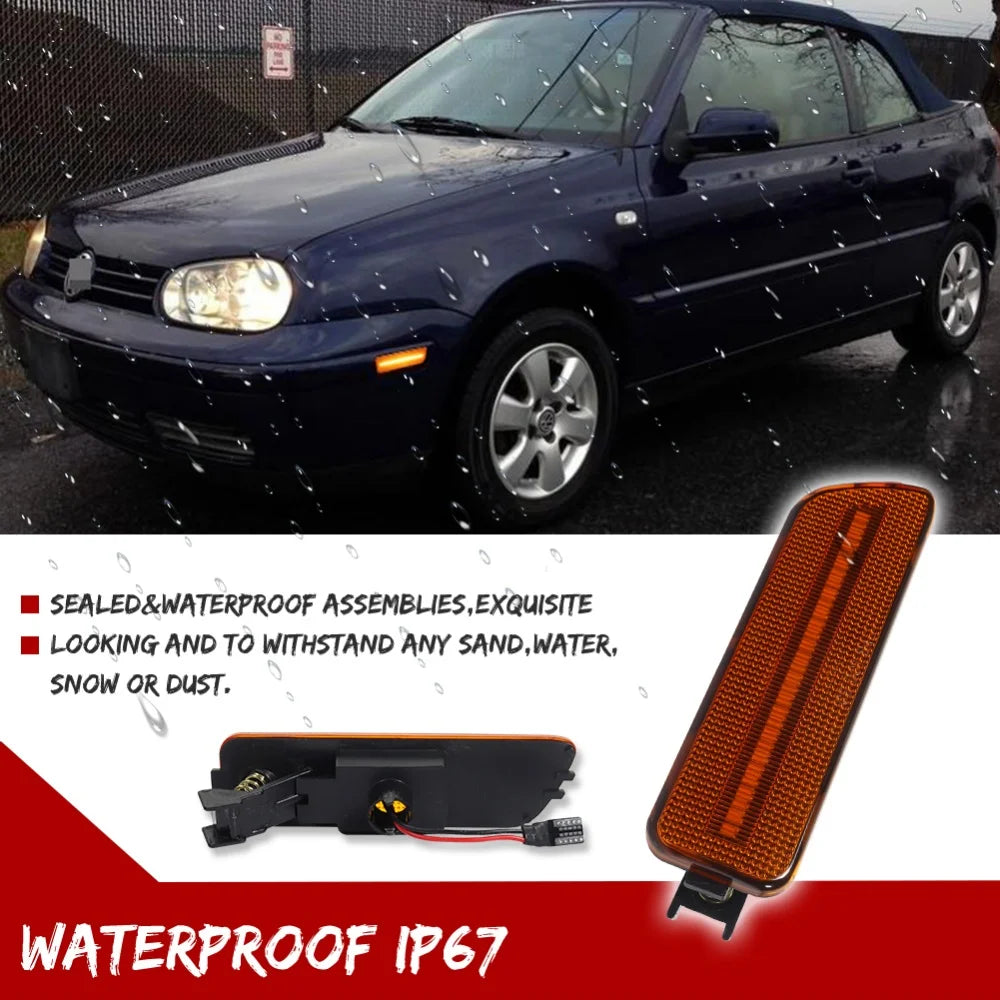 For VW Volkswagen MK4 Golf GTI R32 Jetta Cabrio Car LED Front Fender Side Marker Lights Turn Signal Lights Parking Lights 12V