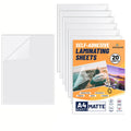 20 Pcs A4 Size Clear Matte Vinyl Sticker Cold Laminating Sheets 8.3x11.7 Inches Self Adhesive Vinyl Film