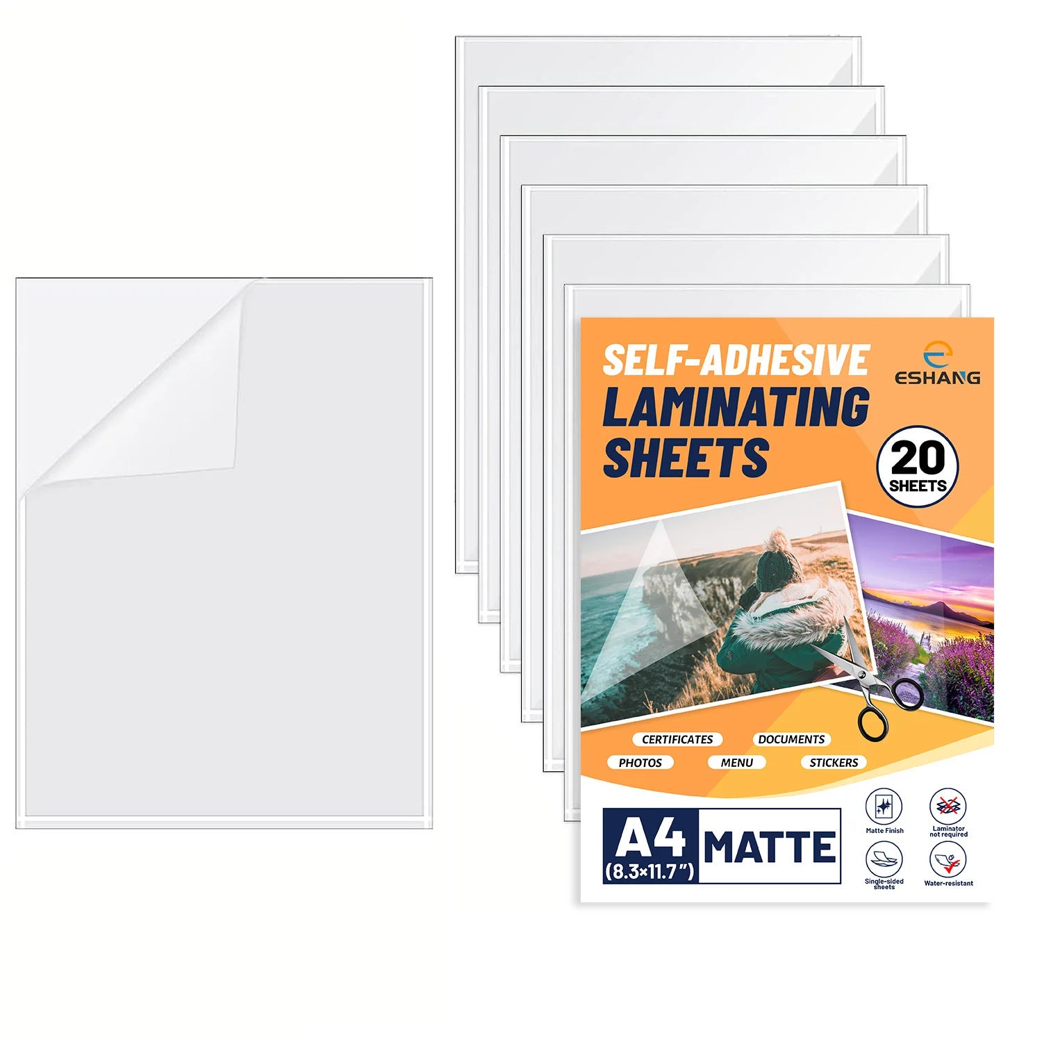 20 Pcs A4 Size Clear Matte Vinyl Sticker Cold Laminating Sheets 8.3x11.7 Inches Self Adhesive Vinyl Film