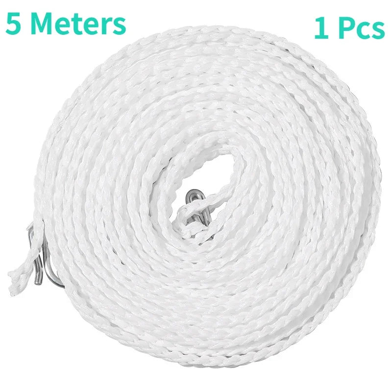 8m Non-Perforated Clothesline Retractable Portable Travel Drying Rack Outdoor Camping Windproof Portable Hanging Rack Clothing