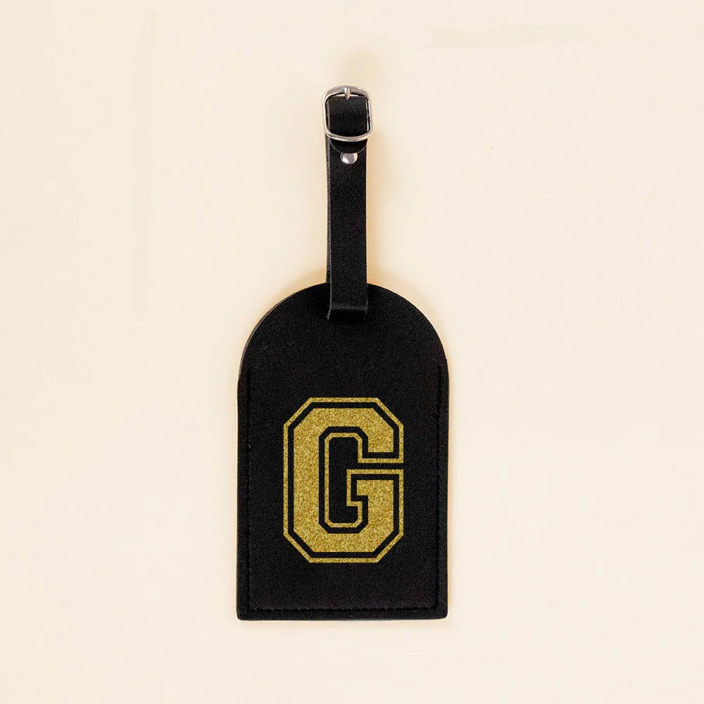 Vintage Initial Print Women PU Leather Luggage Tag Suitcase Label Baggage Boarding Bag Tags Travel Neceser Accessorie Best Gift