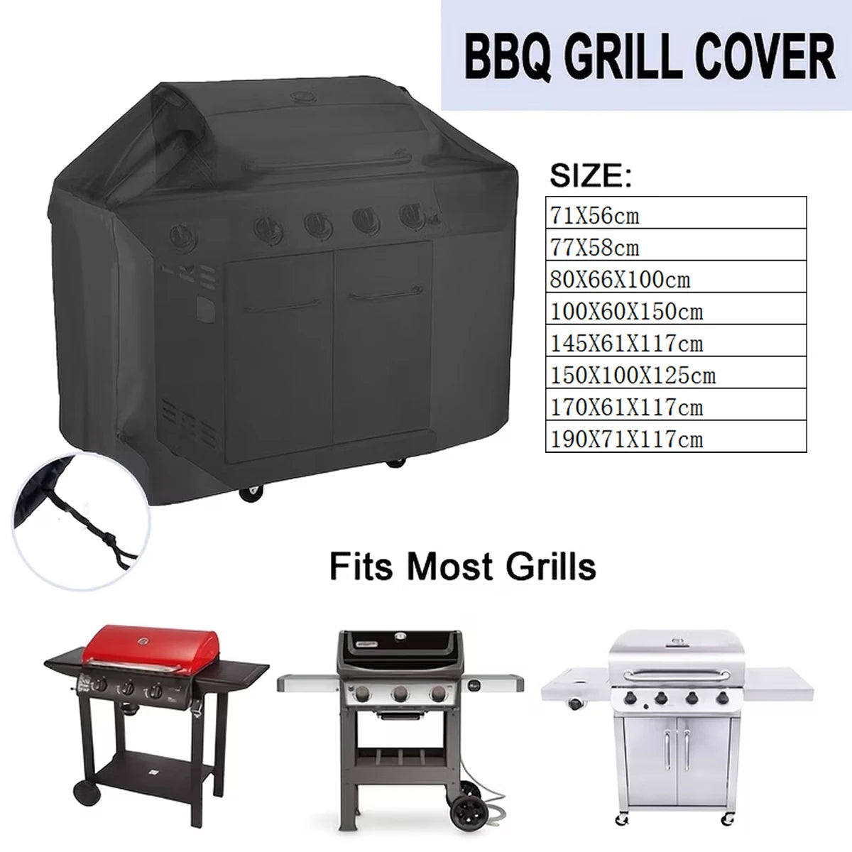 Large Grill Cover, Heat Resistant Black, Heavy Duty Grill Cover for Gas Grill, BBQ Accessories