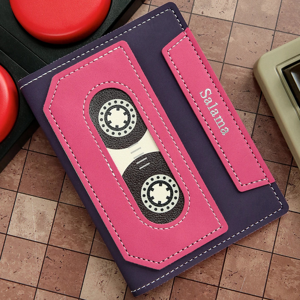 Custom Cassette Tape Passport Cover with Name Personalized Retro Cassette Tape Passport Holder Custom Name PU Leather TravelGift