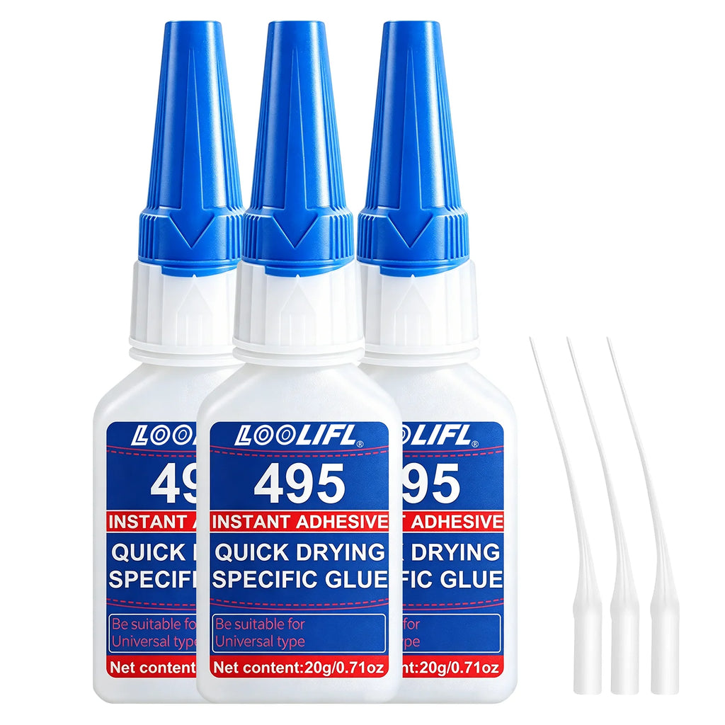 LOOLIFL Super Glue 401 406 414 480 495 496 380 480 Cyanoacrylate Instant Adhesive Suitable for Super Bonding of All Materials