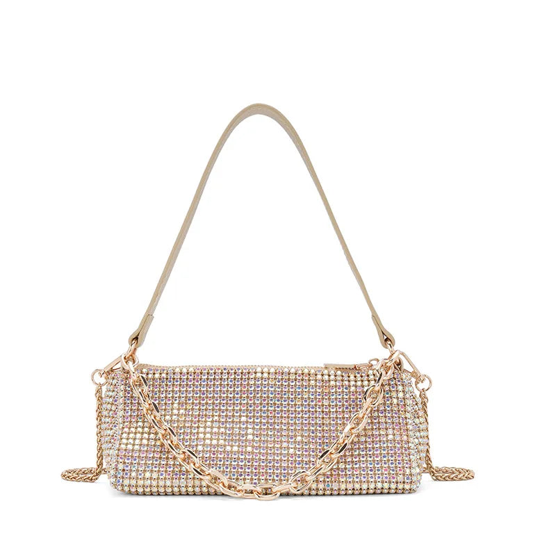 Rhinestone chain bag Internet celebrity fashion portable small square bag shoulder messenger women's bag handbag