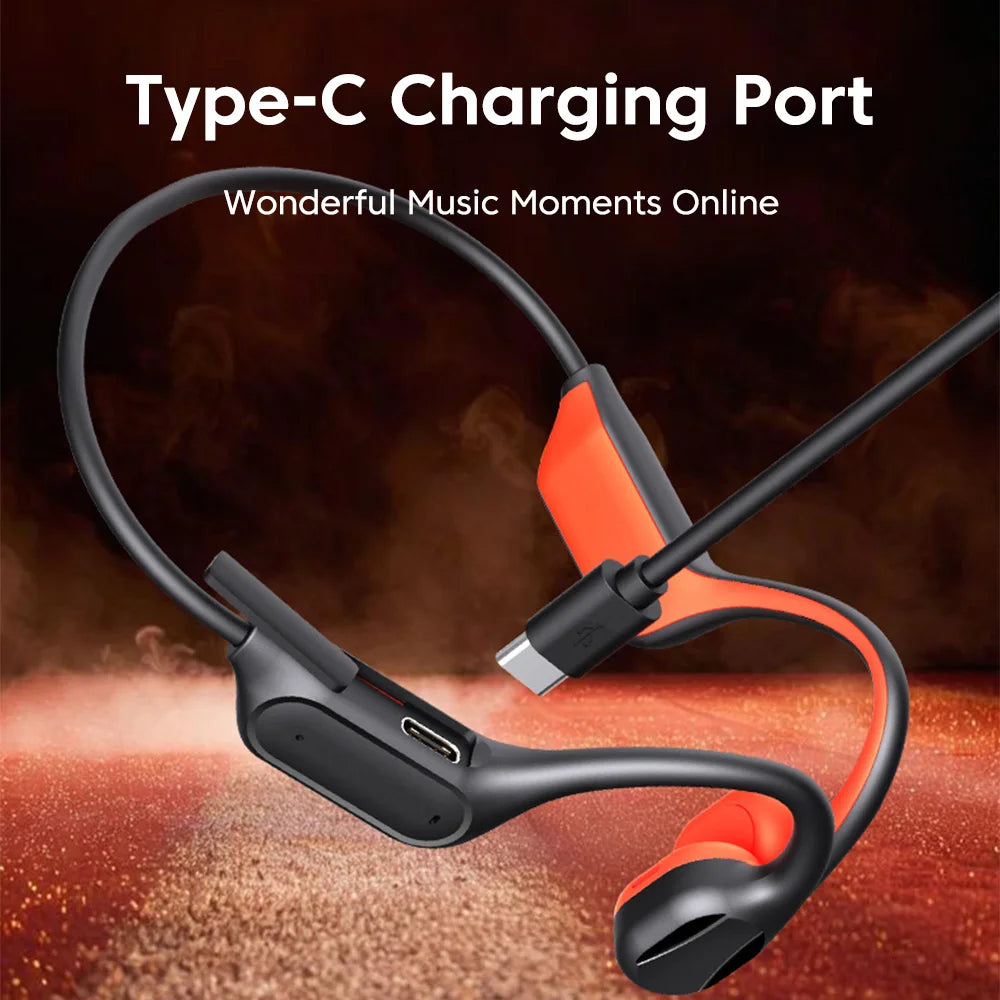 Bone Conduction Earphones Sport Wireless Headphone Bluetooth 6.0 Headset Hands-free with Mic for Running Support For TF Cards