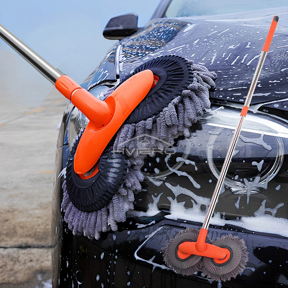1X Car Cleaning Wash Multipurpose Kit Microfiber Brush Mop Sponge Wipe Auto Home Tools Universal Clean Accessories Yellow Gray