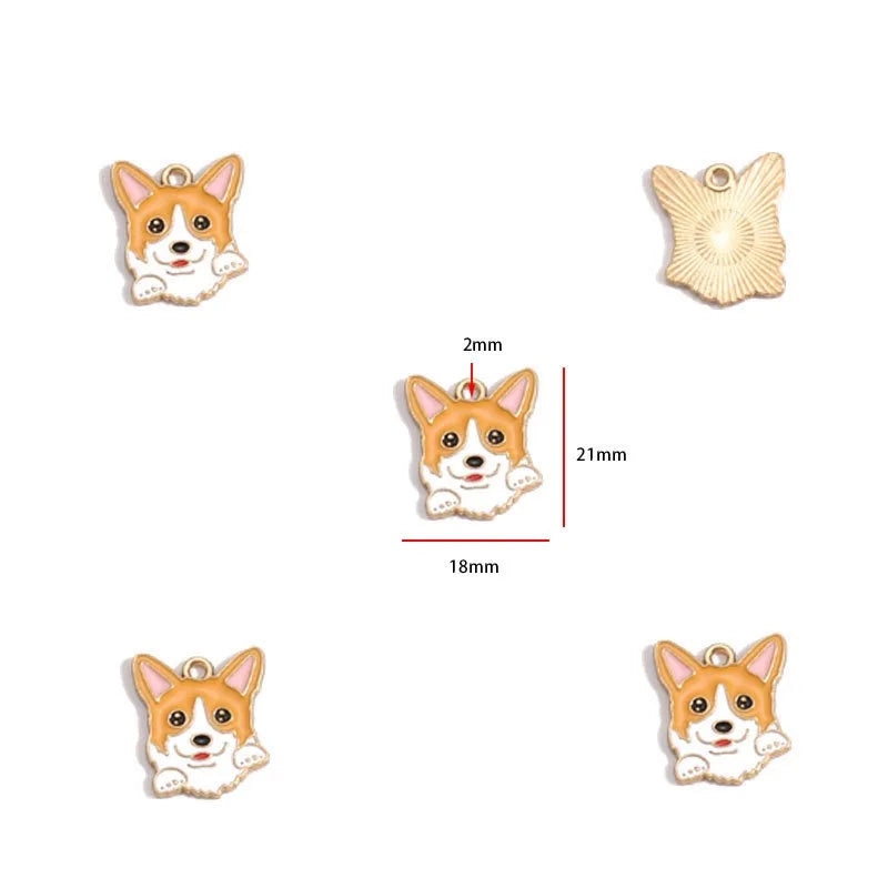 12pcs Alloy Drip Oil Cute Pet Dog Jewelry DIY Pendant Earrings Necklace Accessories Keychain Pendant Handmade