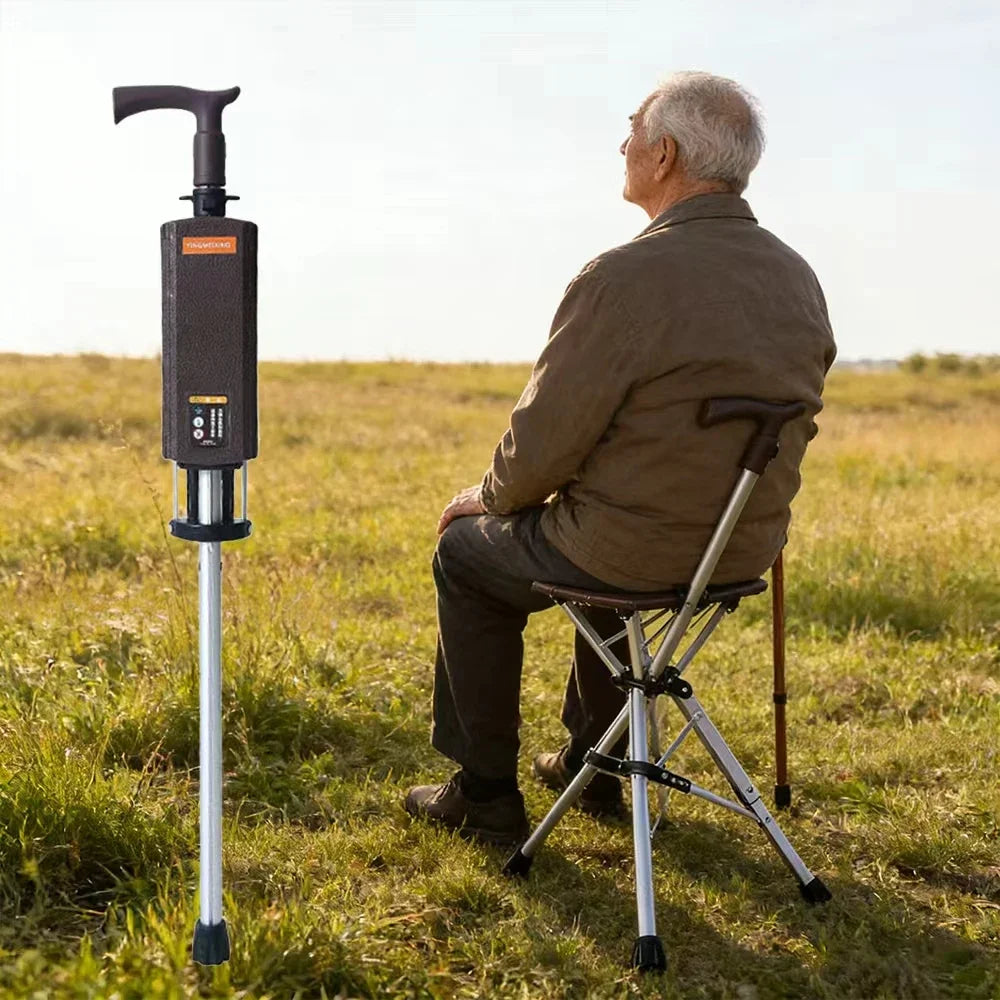 Foldable Walking Cane with Seat Portable Walking Stick 120kg Weight Capacity Suitable for Outdoor Hiking Camping