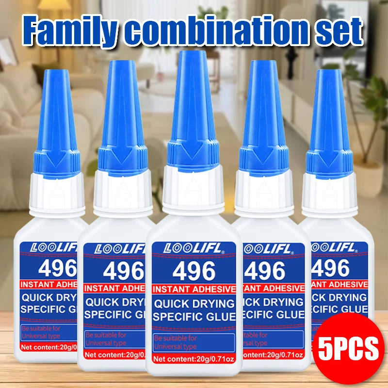 LOOLIFL 496 high strength instant glue, super glue, cyanoacrylate glue, suitable for glass, metal, plastic, wood, rubber, not easy to whiten, long lasting, send glue tube, factory direct, 20ml, 1-3pcs.