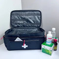 Double Layer Portable First Aid Bag, Empty Medicine Storage Organizer with Dividers & Side Pockets for Home Camping Travel
