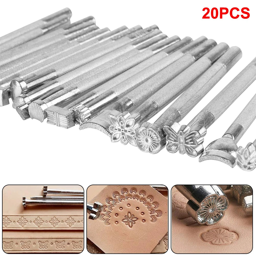 Leather Tool Accessories Stencil Printing Sculpture Knocking Flowers Arts And Crafts 20Pcs Carving Chisel Set DIY Carving