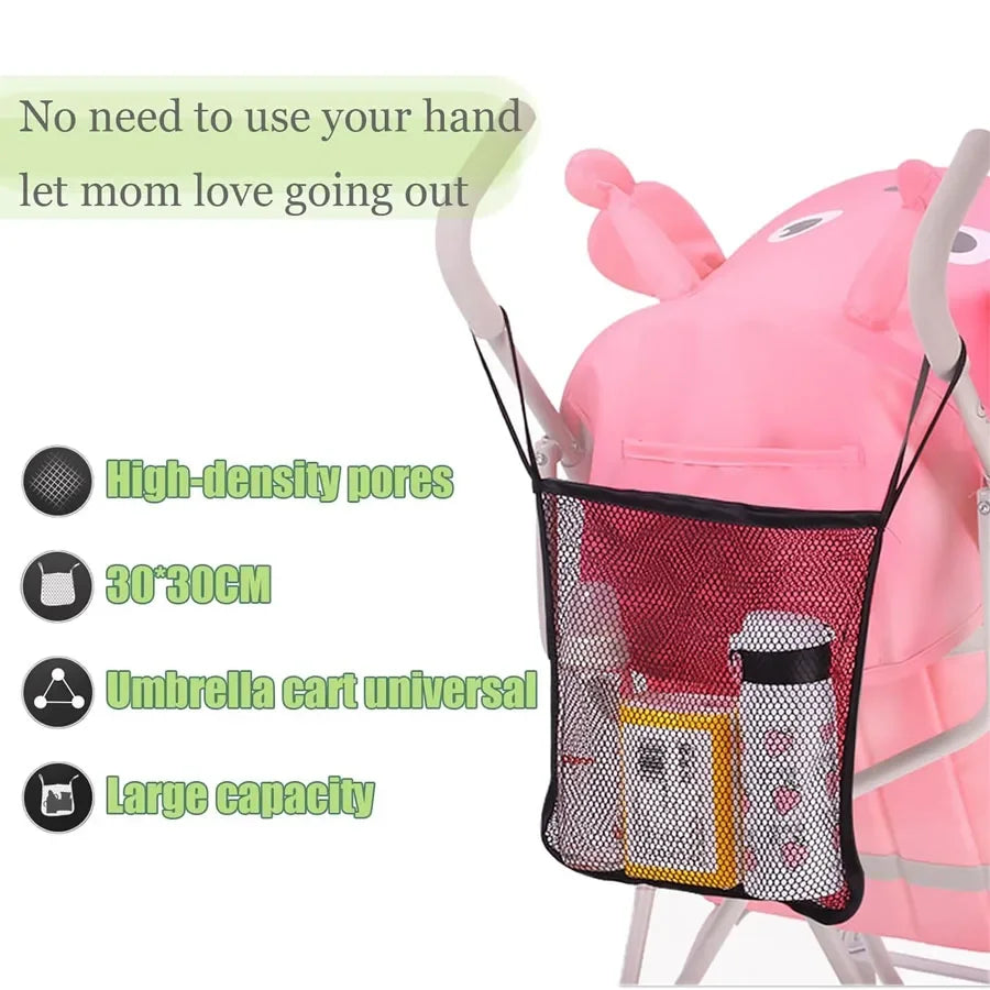 Baby Stroller Mesh Bag Black Perspective Mesh Organizer Hanging Bag Portable Bottle Snack Storage Bag Stroller Accessories
