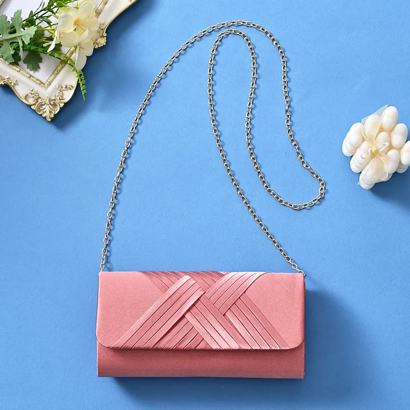 European and American ladies' elegant striped evening bag luxurious socialite gathering hand clutch fashionable single-shoulde