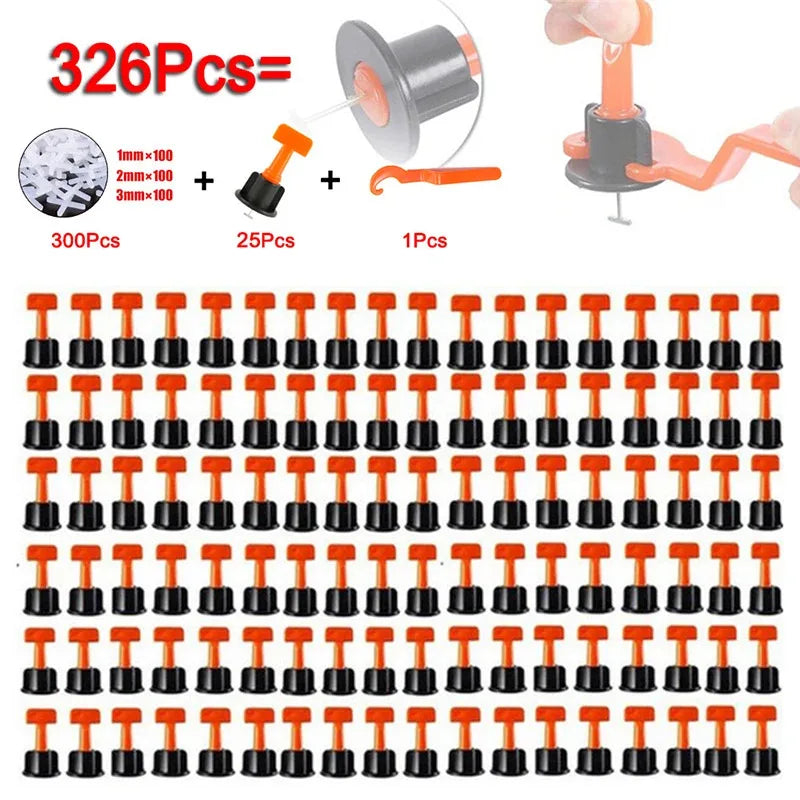 25pcs（300+25+1pcs） Tile Leveling System Tile Leveling Wedges Leveler Alignment Spacers Locator Floor Wall Clamp