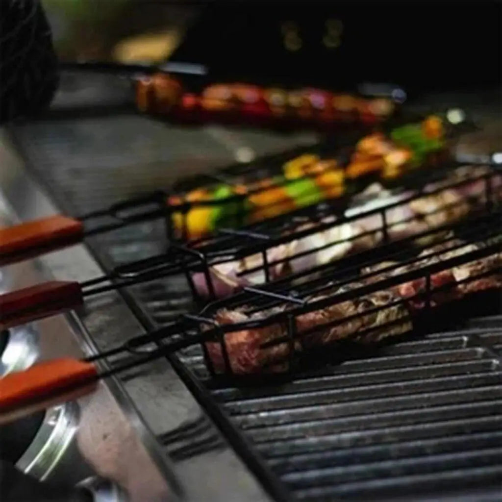 Portable BBQ Grilling Basket Nonstick Barbecue Grill Basket Tools Grill Mesh