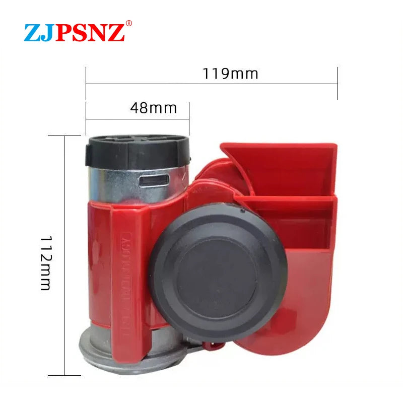 12V Compact Dual-tone Horn Electric Air Horn Super Loud Honking Horn Waterproof For Motorcycle Car Boat Modification