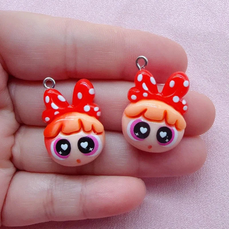 10pcs Cartoon Girl Resin DIY Jewelry Accessories Cartoon Cute Anime Hand Rope Necklace Pendant