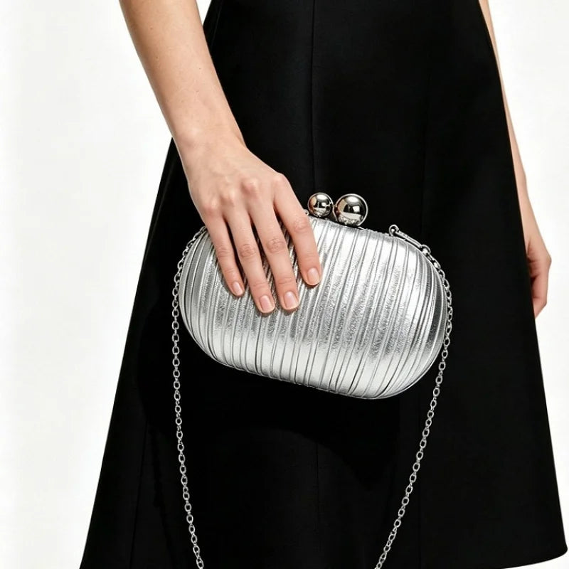 High-End Pleated Evening Bag Polyester Party Banquet Dress Bag Luxury Folded Clutch for Women