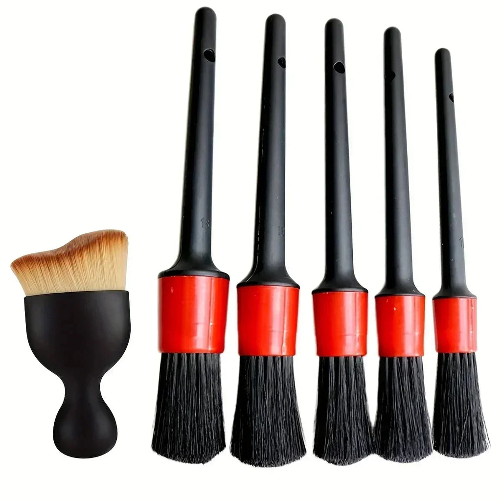 6Pcs Car Wash Care Detail Brush Set, used to clean wheels, dashboards, vents and other car cleaning brush auto parts