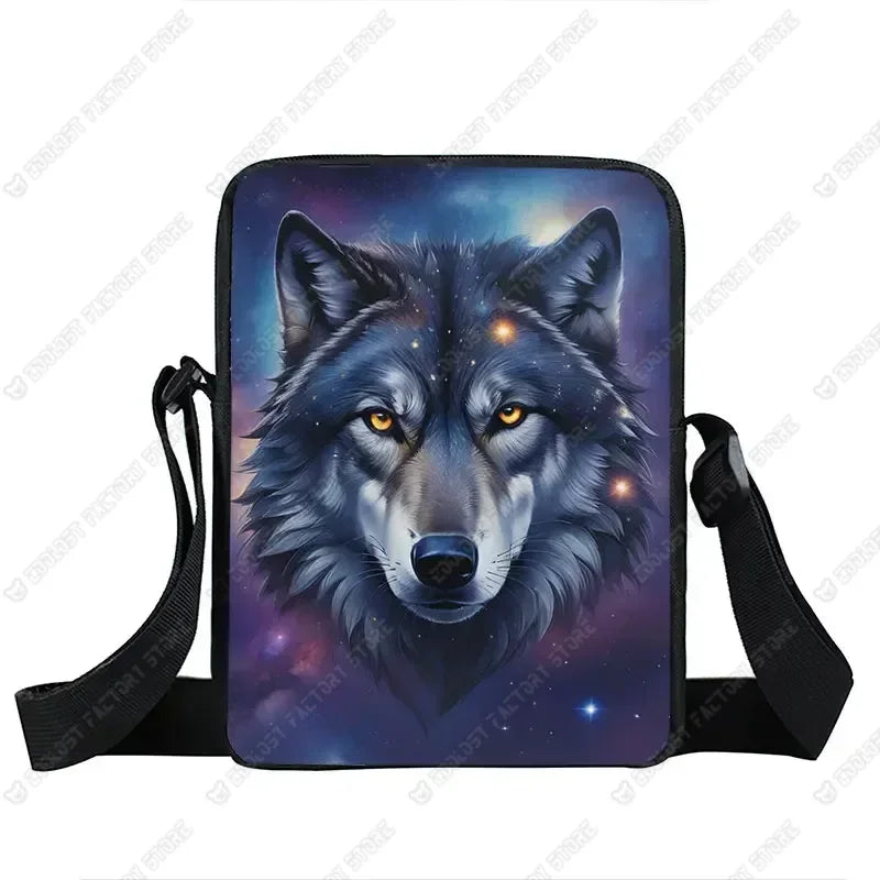 Howling Wolf Pattern Crossbody Bags Wolf Under The Moonlight Women Handbag Shoulder Bags Messenger Bag Key Phone Holder Book Bag