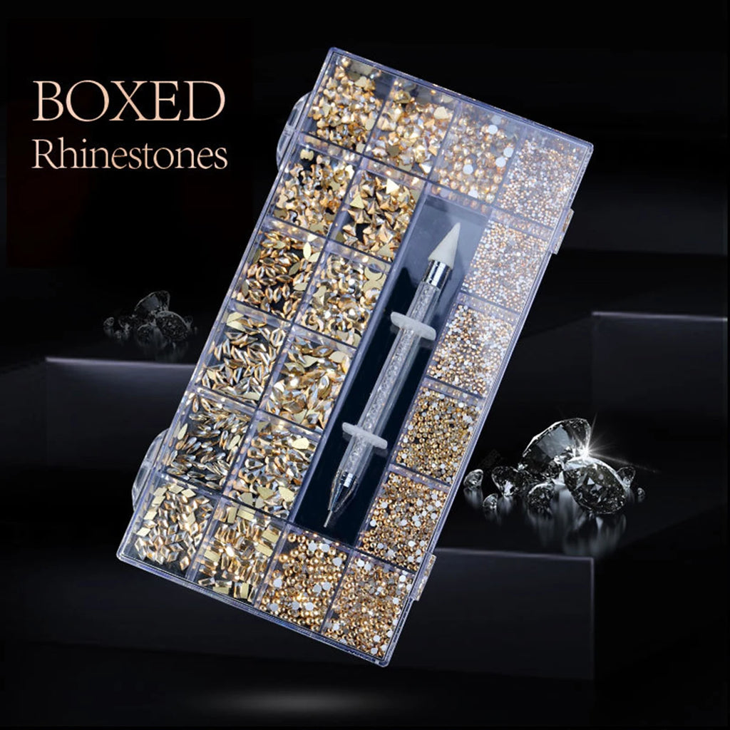 21 grid nail art diamond flat bottom glass diamond multi-style special-shaped diamond shiny nail rhinestone DIY nail art jewelry