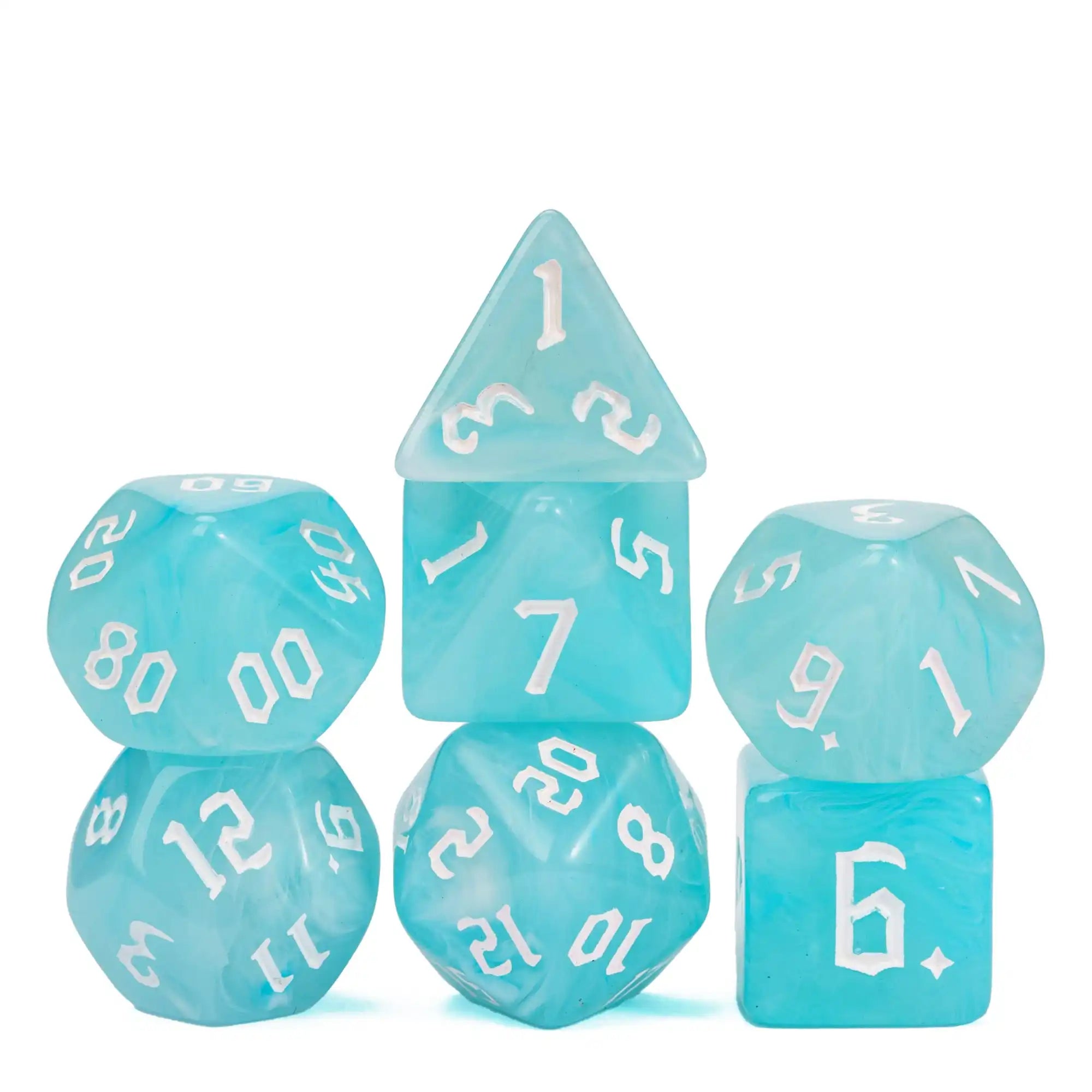 DND Glitter Dice Set 7Pcs/Set Sickle Font D4 D6 D8 D10 D% D12 D20 Polyhedral Dice for Dungeons&Dragons Role Playing Board Games
