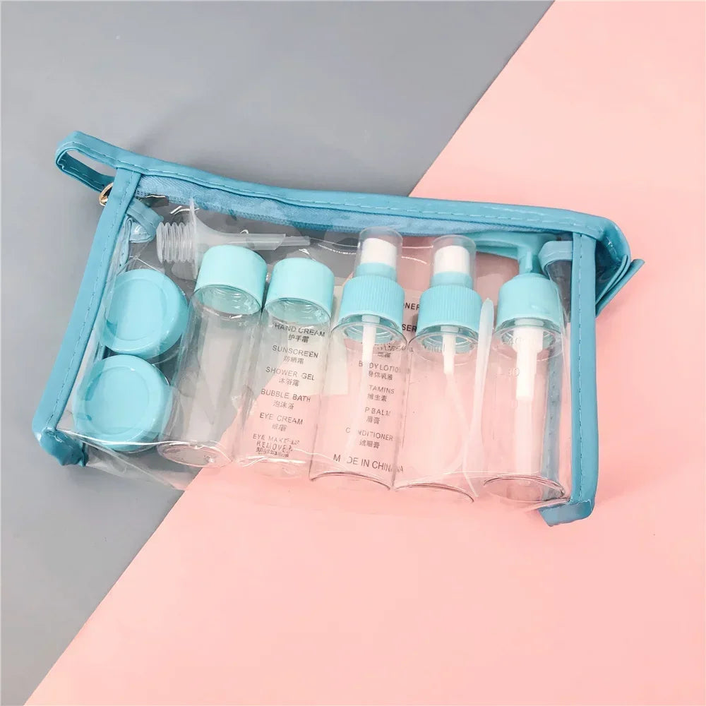 10 pc/Set Travel Mini Makeup Cosmetic Face Cream Bottles Plastic Transparent Empty Make Up Container Travel Accessories