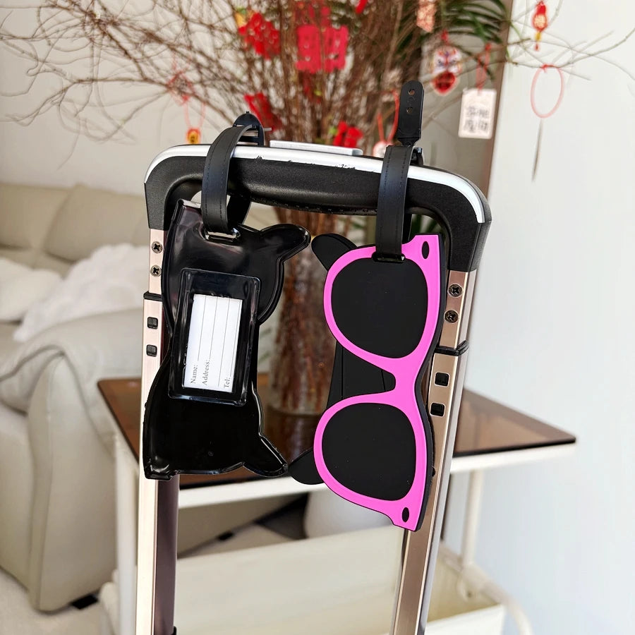 1/2pcs pink vacation sunglasses pendant airport luggage anti loss ID tag essential for business travel luggage name tag unisex