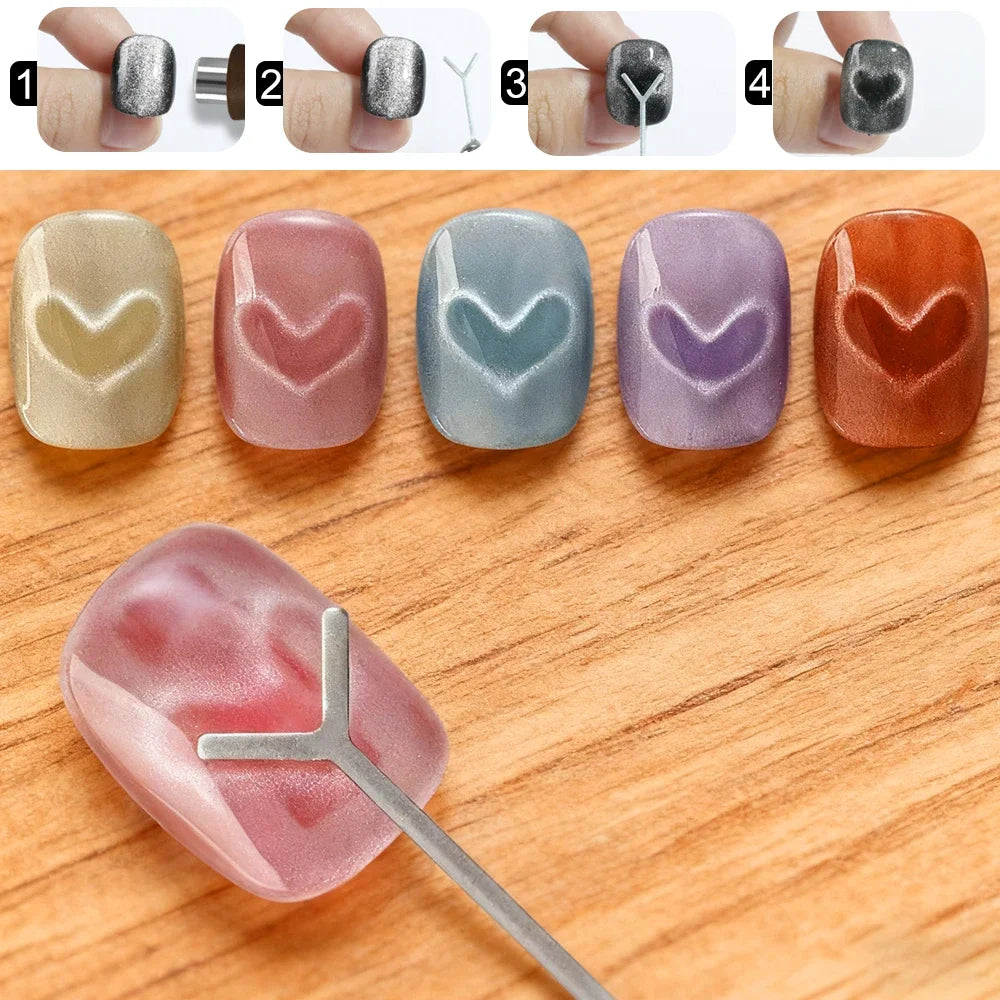 Heart Shaped Cat Eye Magnet Set Y Shaped Cat Eye Nail Art Tool Use With Magnet And Cat Eye Gel Polish DIY Nail Accessories