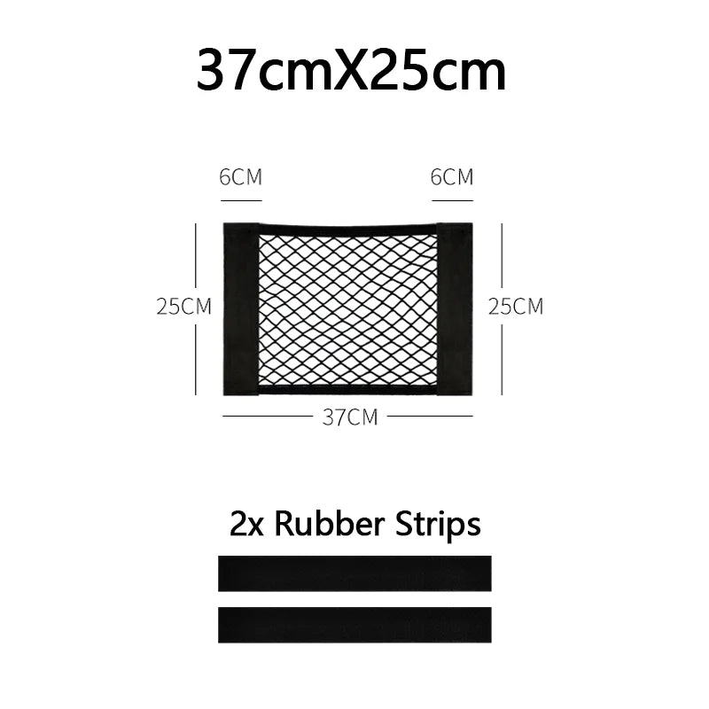 Car Trunk Net Car Double Storage Network Bag Auto Seat Back Fixed Mesh Pocket Universal Car Elastic Velcro Straps Net Organizer