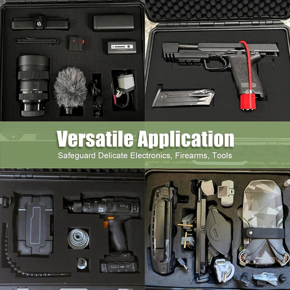 Waterproof Hard Toolbox Safety Protector Box Portable Organizer Hardware Storage Pistol Case With Pre-cut Sponge Storage Box