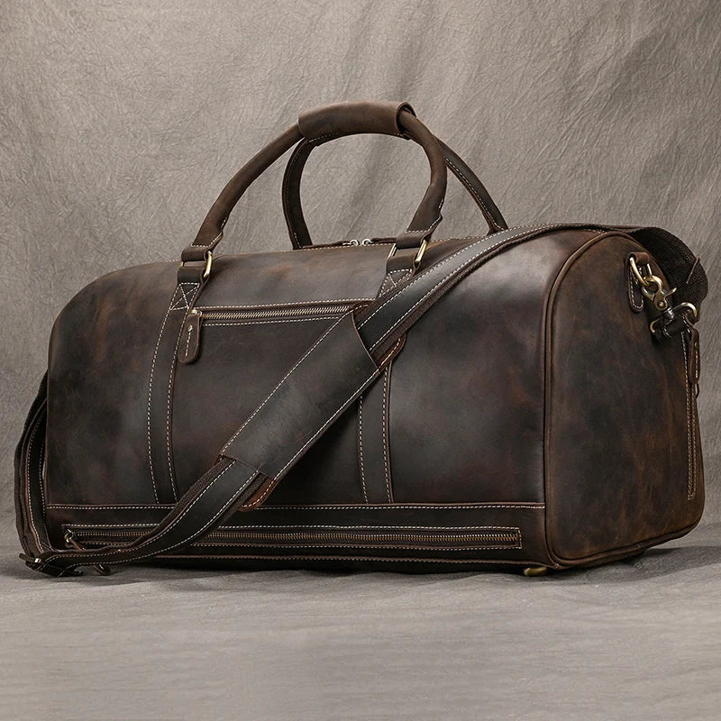Big Capacity Leather Baggage Bag For Men Male Travel Bag Duffle Bags Weekender Bags On Luggage Over Night Handbags For Man