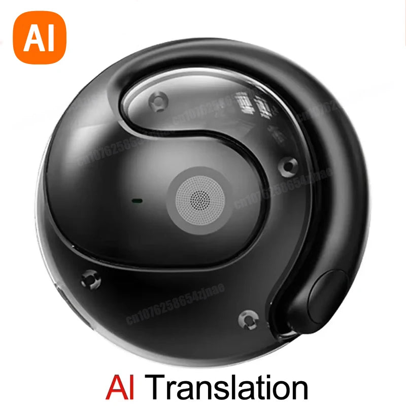 Wireless Bluetooth AI Real-time Language Translation Earphones 144 Languages Ear Hanging Headphone Translator For Business 2026