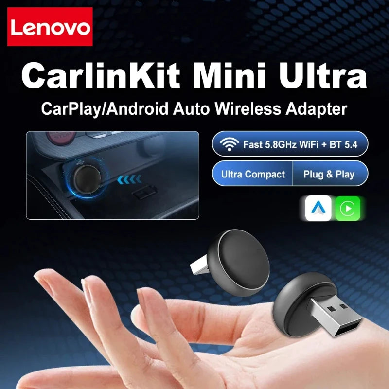Lenovo Mini Ultra 3 Carplay Adapter Wireless Bluetooth Dongle Android Auto 5g Hz Wifi Auto Connect For Toyota Mazda Kia Volvo