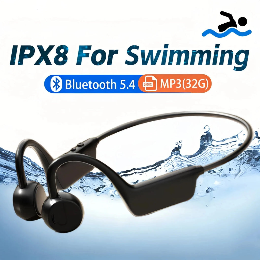 Bone Conduction Headset Wireless Swimming Sports Headphone IPX8 Bluetooth 5.4 With Mic Waterproof Exercise Fitness 2026