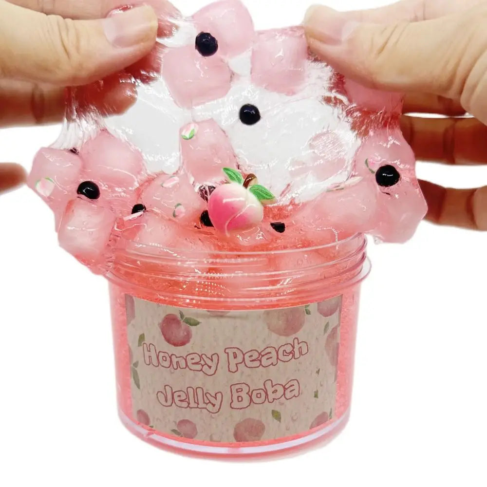 Soft 300ml/70ml Slime Kit Fruit Crunchy Non-Sticky Jelly Cube Slime Glitter Stress Relief Clear Slime Party Favor Gifts