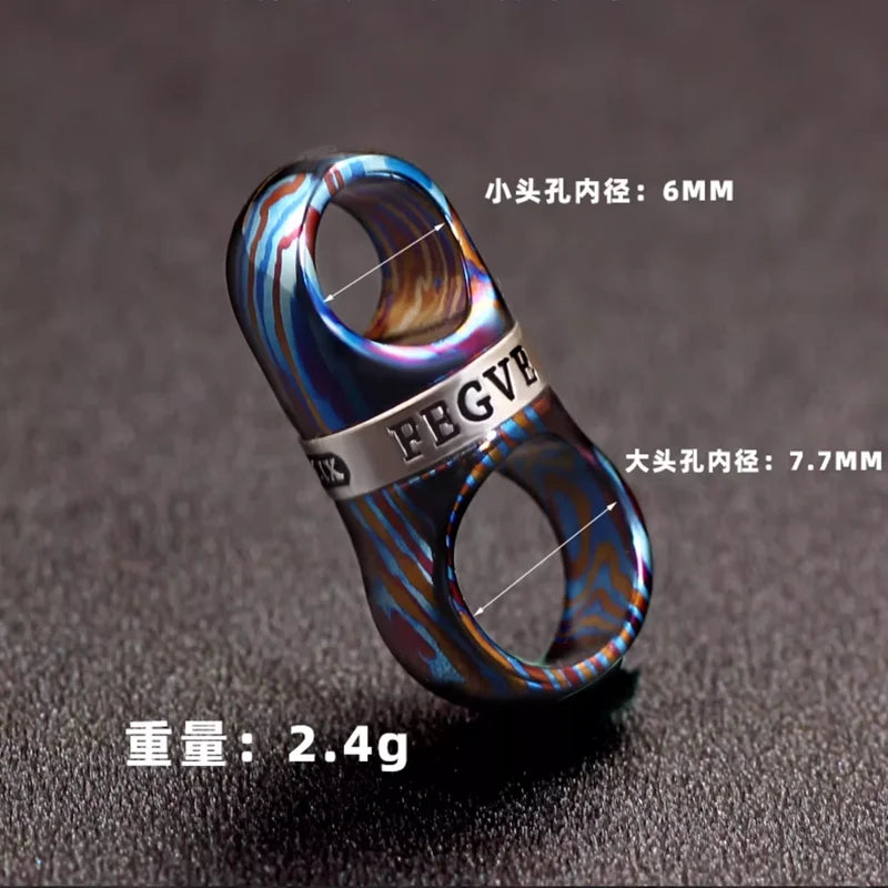 EDC Titanium Damascus Stainless Zirconium 360° Rotatable Keychain Buckle Keychain Car Pendant EDC Outdoor Tool