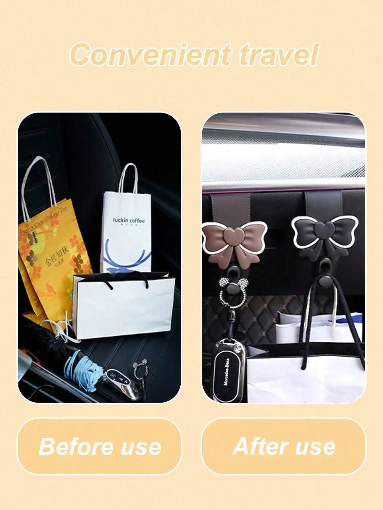 Butterfly-Style Car Hook: A Foldable In-Car Storage Helper with Both Aesthetics and Practicality
