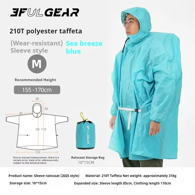 3F UL GEAR Ultralight Women's Men's Rain Coat Jacket Outdoor Camping Hiking Trekking 15D Nylon Waterproof Raincoat Lightweight